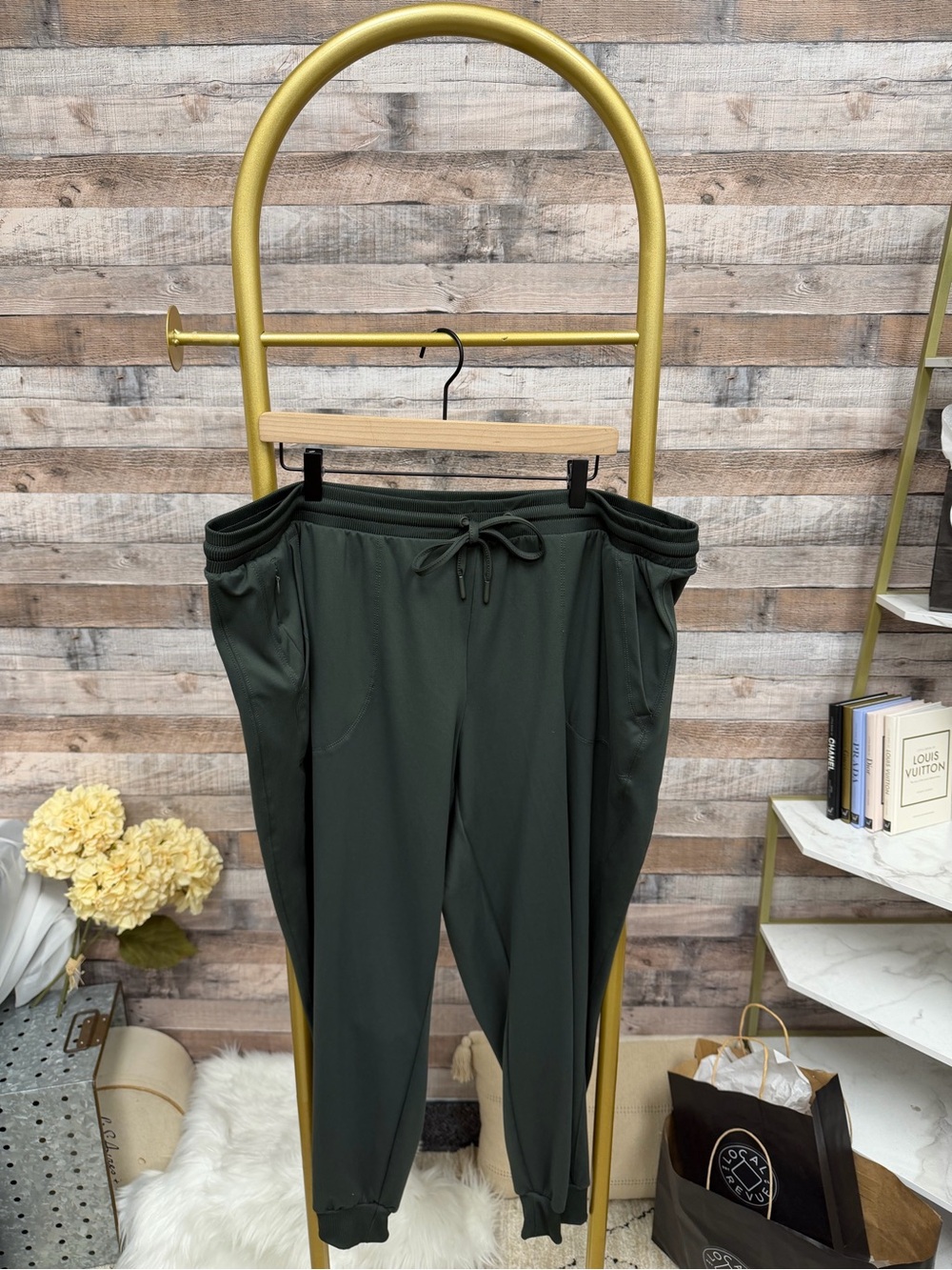 Zac & Rachel Dark Olive Green Jogger Pants with Drawstring